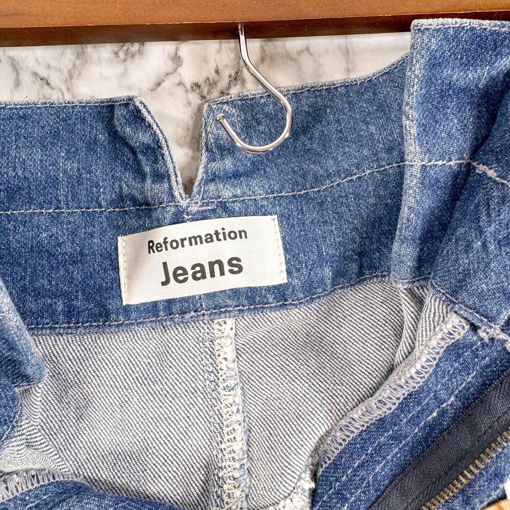 Reformation Sandia Skirt Womens Size 30 Inari Blue Denim Jean Paperbag Boho NWT - Picture 7 of 12